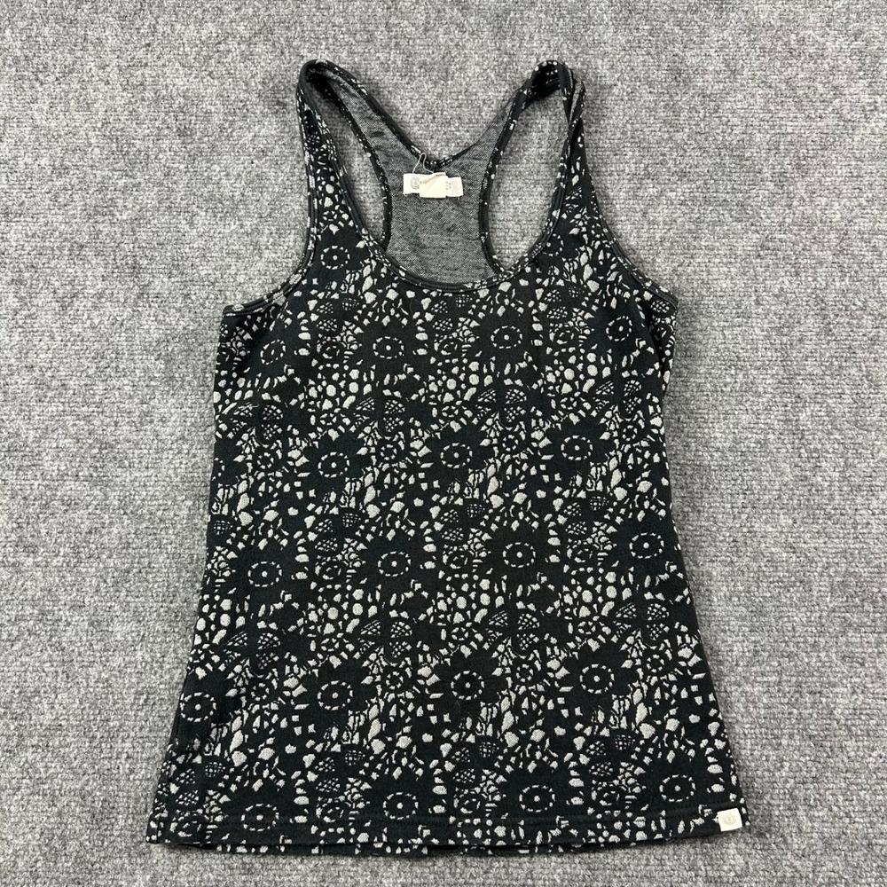 Element Tank Top Womens Small Black Floral Cutout Racerback Knit Skate Street